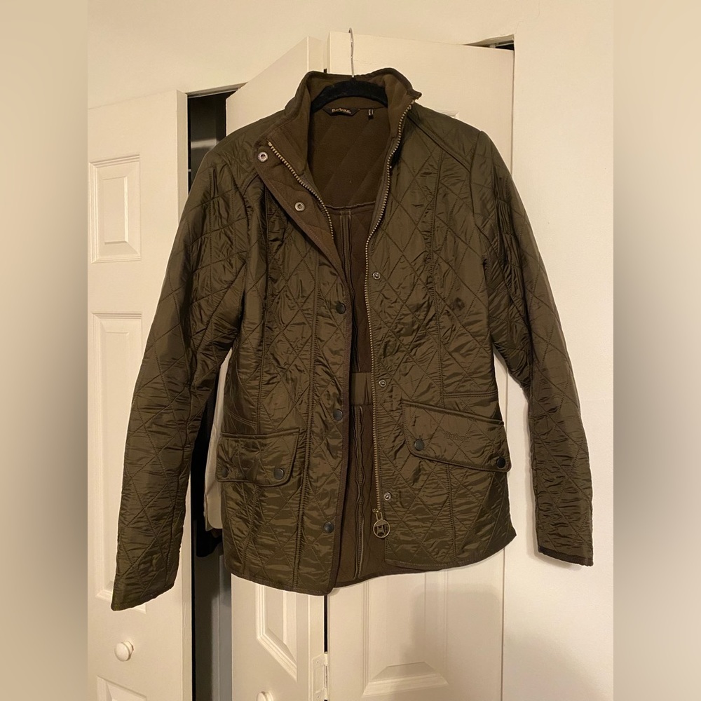 women’s Barbour Calvary Quilted jacket in olive